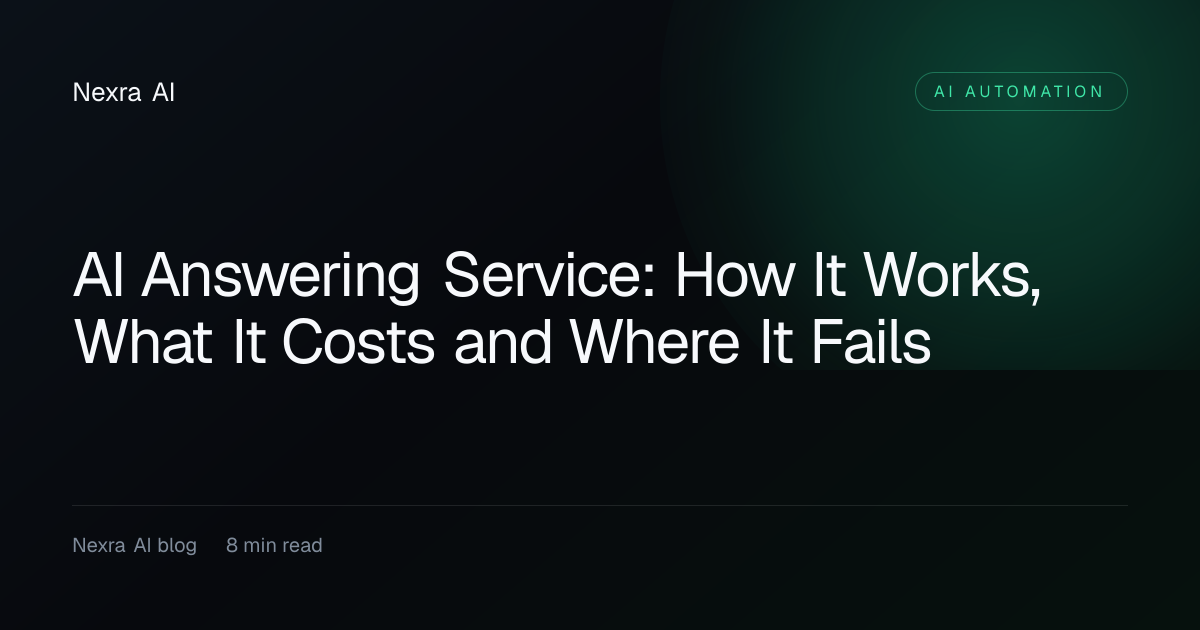 AI Answering Service: How It Works, What It Costs and Where It Fails — AI Automation guide from Nexra AI